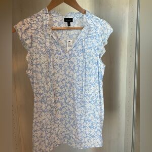 Talbots Pintuck Yoke Shell Floral Blouse